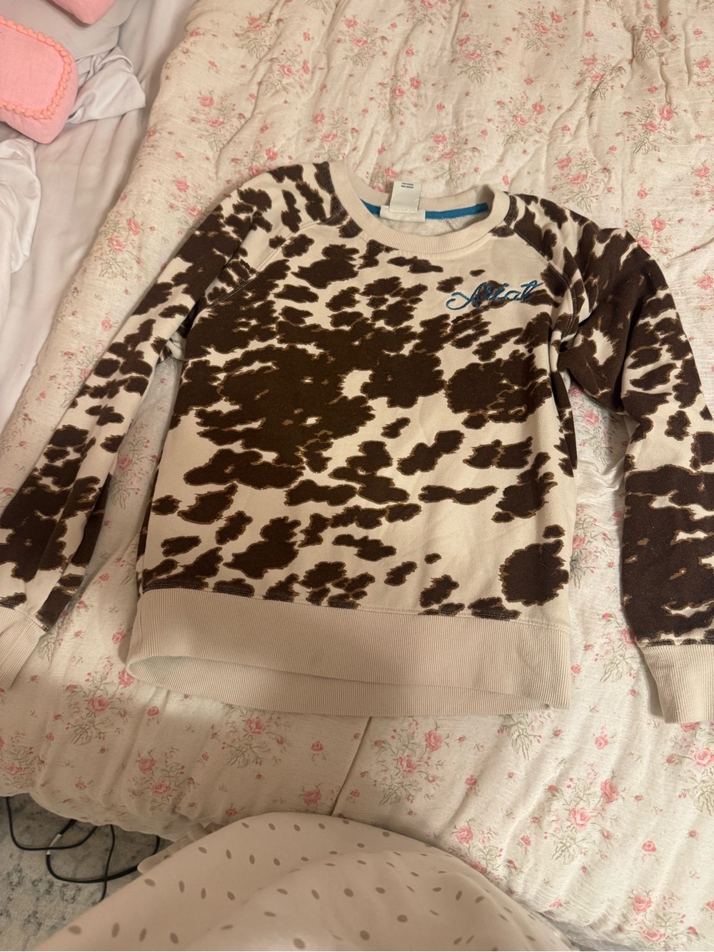 Ariat Brown & Cream Cow-Print Pullover Sweatshirt